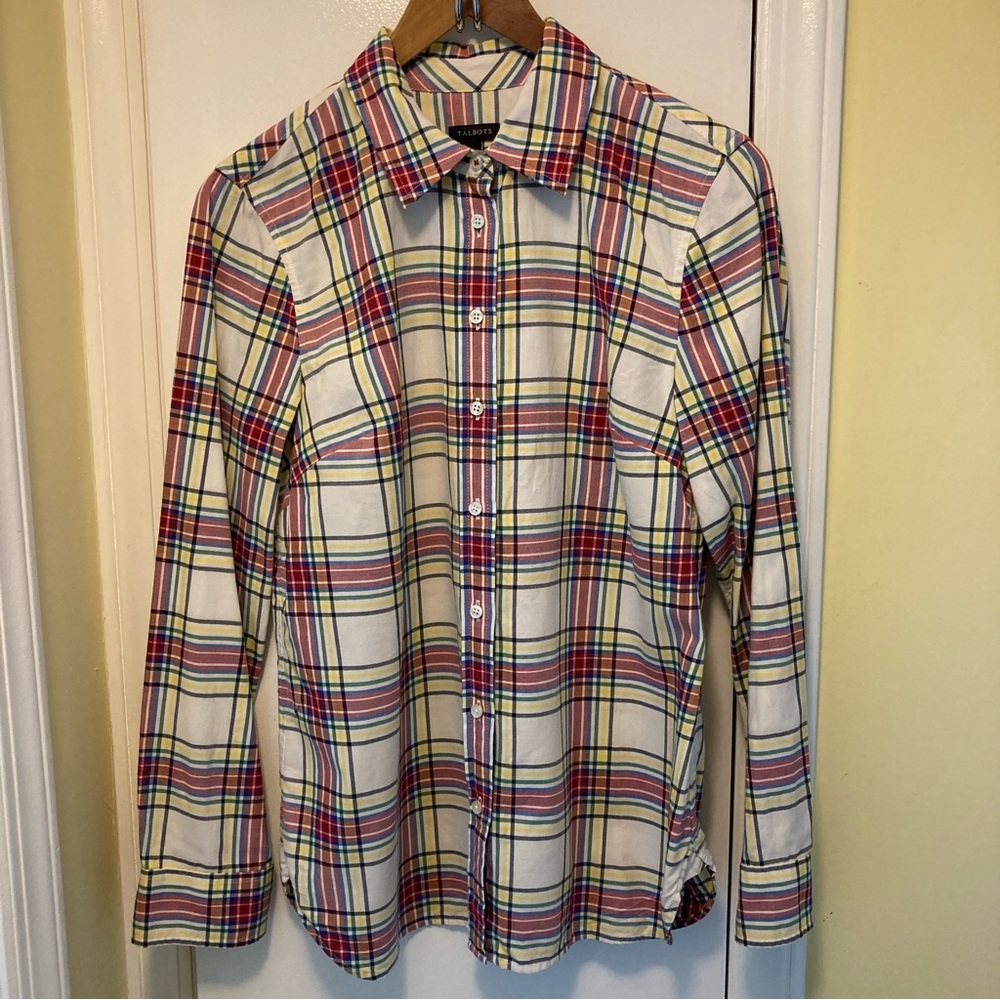 Talbots button up plaid shirt